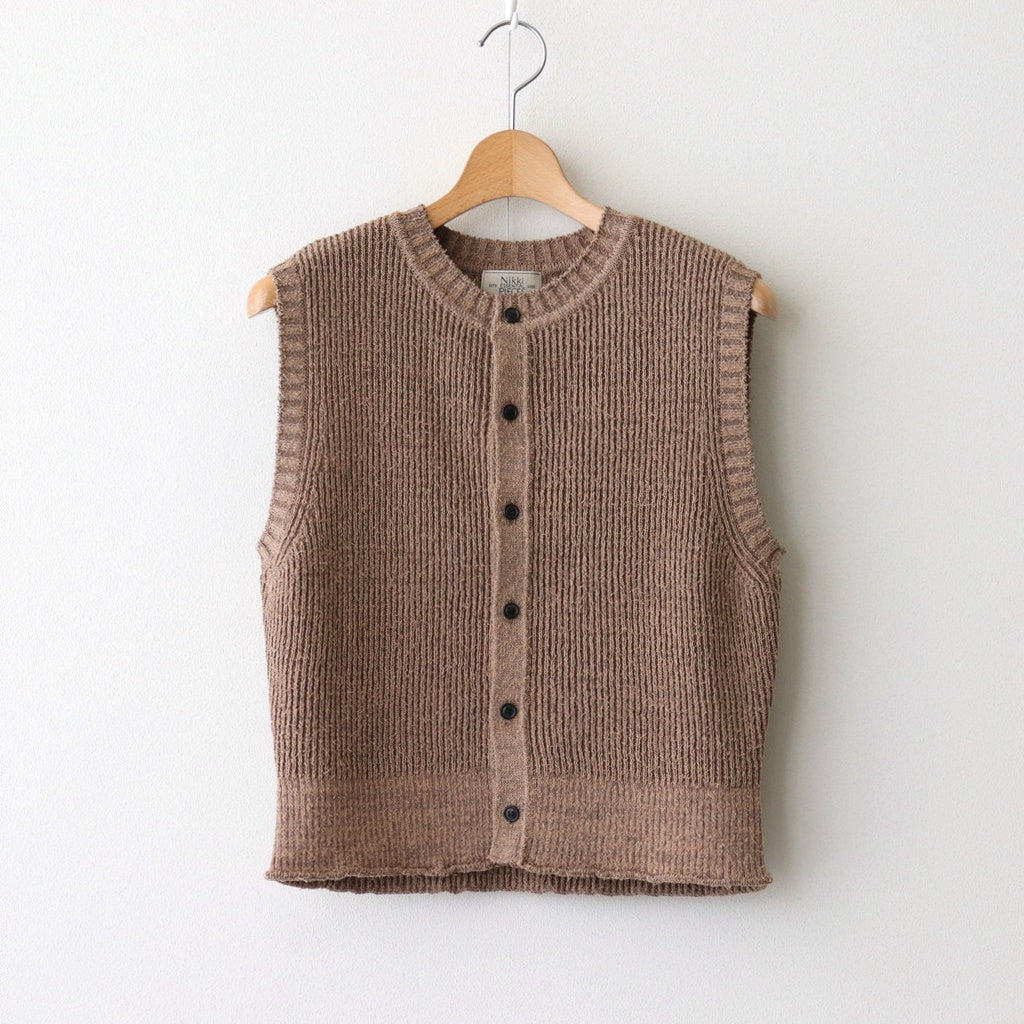 Cotton Snarl Yarn Knit Vest #BROWN [NEP-SS2533W]