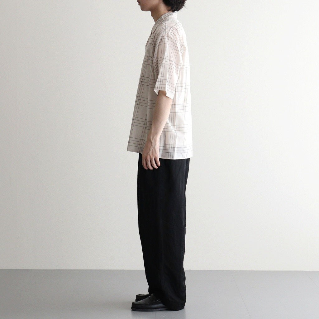 OPEN COLLAR S/S SHIRT #IVORY CHECK [M26A18SH02B]
