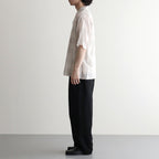 OPEN COLLAR S/S SHIRT #IVORY CHECK [M26A18SH02B]