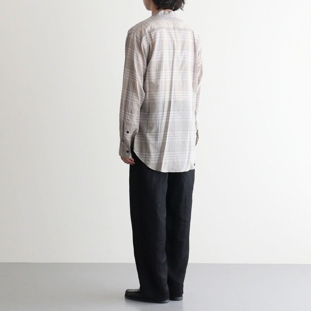 OPEN COLLAR L/S SHIRT #SAGE CHECK [M26A18SH01C]