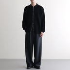 SOLID WOOL RIB POLO ZIP UP CARDIGAN #BLACK [BN-25FM-044]