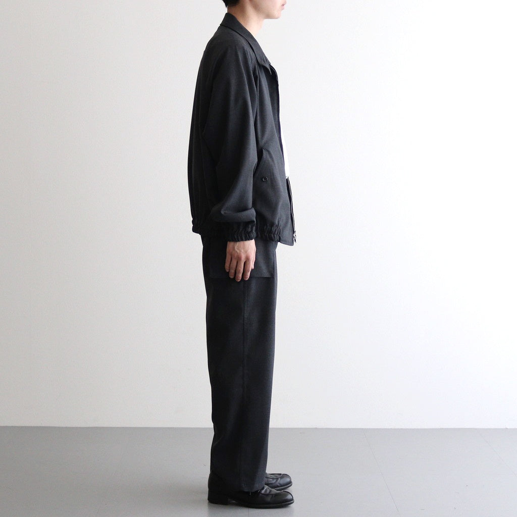 HOPSACK WIDE POCKET TROUSERS #CHARCOAL [PMAT-PT06]