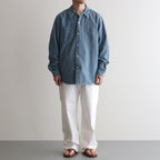 CHAMBRAY WORKADAY LS SHIRT #INDIGO(FADE) [PMAT-LS05]
