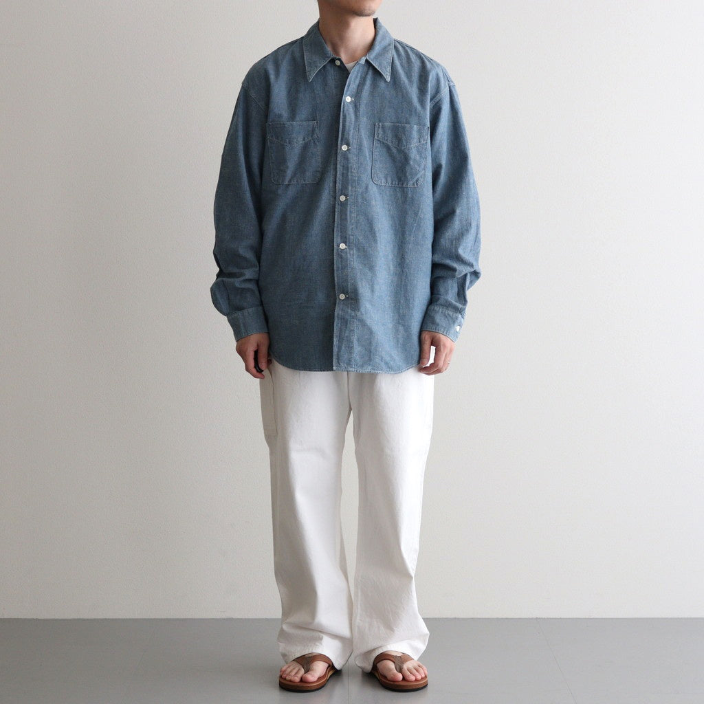 CHAMBRAY WORKADAY LS SHIRT #INDIGO(FADE) [PMAT-LS05]
