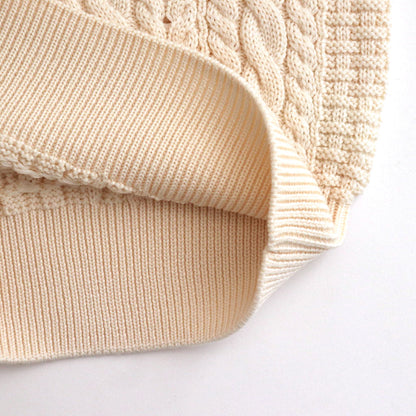 SOLID WOOL ARAN CREW NECK #IVORY [BN-24FL-035]