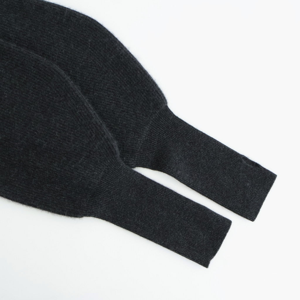 CASHMERE FOX FINGERHOLE BOAT NECK #CHARCOAL [BN-25FL-041]