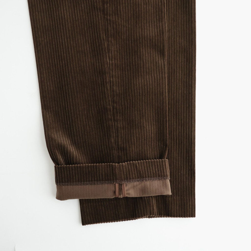 MIXED-WALE CORDUROY NOTUCK SLACKS #BROWN [26W-BIS-PT15]