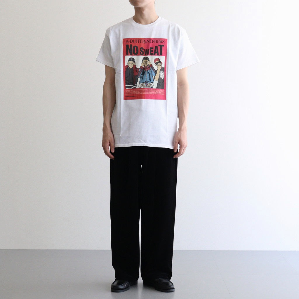 SHORT SLEEVE PRINT-T "NO SWEAT" #WHITE [DNA25T03]