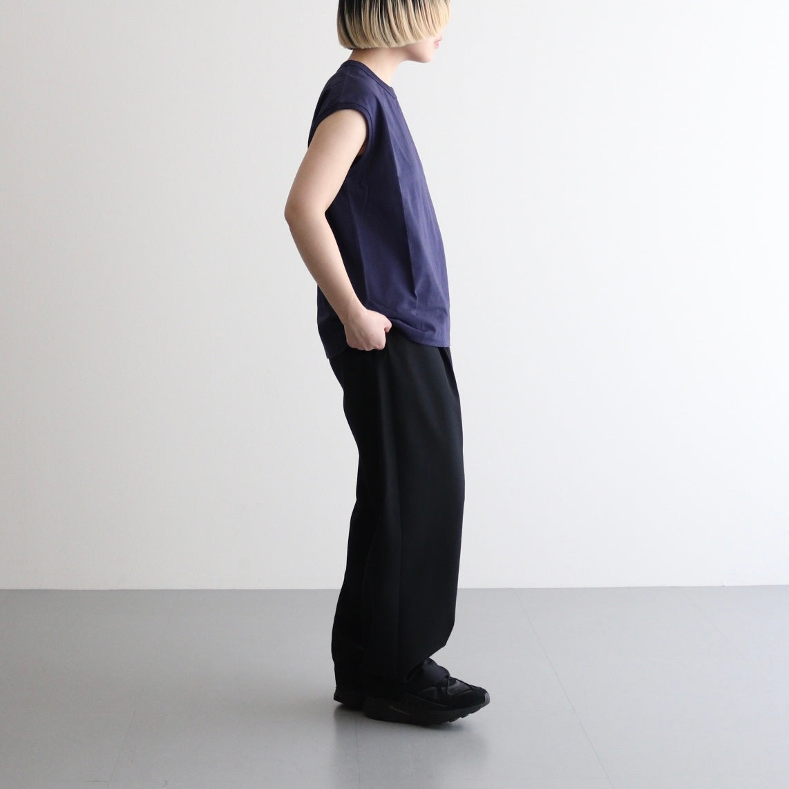 Cotton Jersey Sleeveless Tee #Navy [N25SH059]