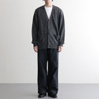 WASHED HIGH COUNT LINEN V NECK CARDIGAN #CHARCOAL [BN-26SM-021]
