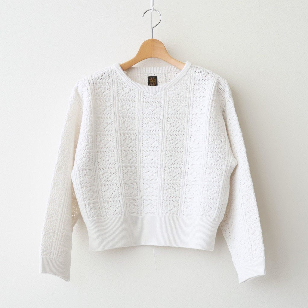 GRASSY LACE CREW NECK #WHITE [BN-26SL-028]