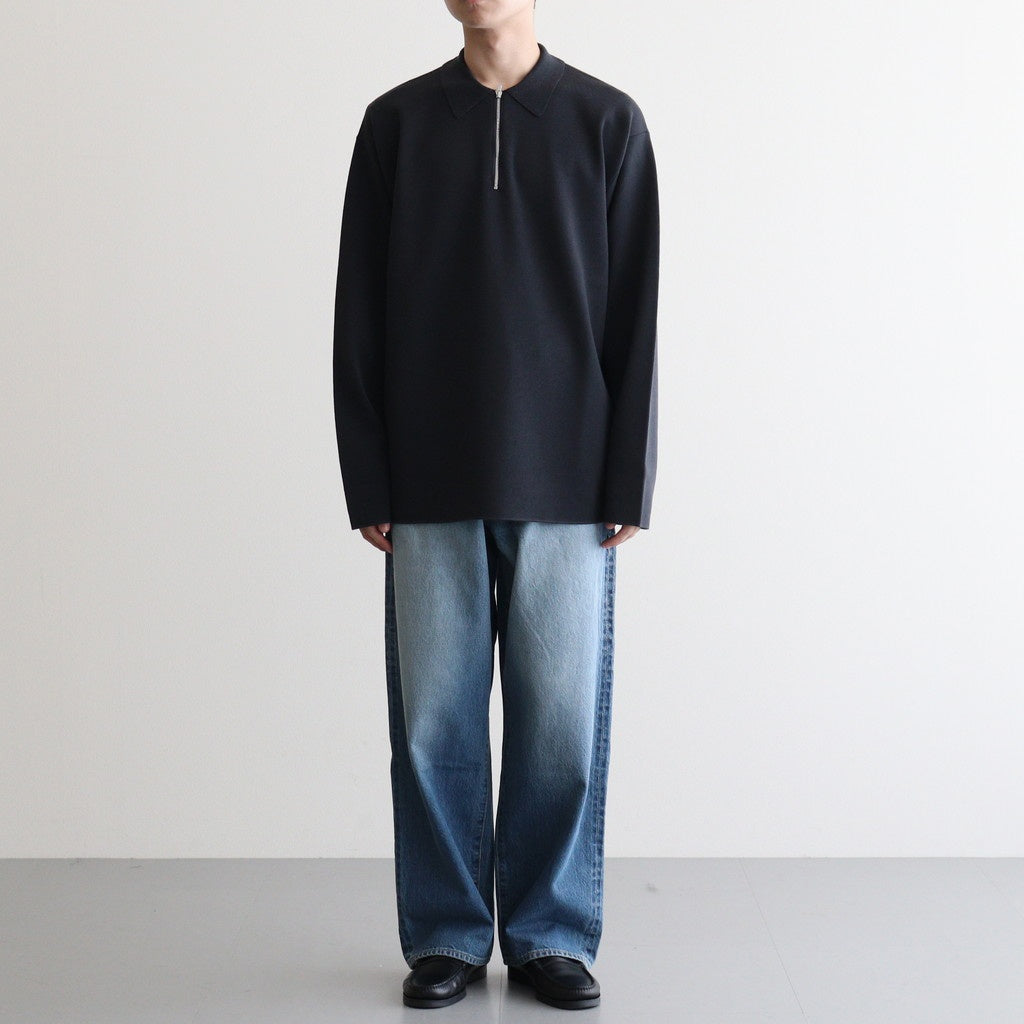 32G SMOOTH WOOL POLO HALF ZIP #CHARCOAL BLUE [BN-25FM-021]