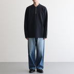 32G SMOOTH WOOL POLO HALF ZIP #CHARCOAL BLUE [BN-25FM-021]