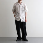 ORIGINAL PRINTED OPEN COLLAR SHIRTS (ANIMAL DRAWING) Short-sleeve #IVORY [261OJ-SH22]
