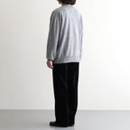MIXED-WALE CORDUROY NOTUCK SLACKS #BLACK [26W-BIS-PT15]