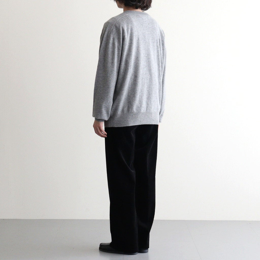 MIXED-WALE CORDUROY NOTUCK SLACKS #BLACK [26W-BIS-PT15]