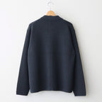 SOLID WOOL RIB POLO ZIP UP CARDIGAN #CHARCOAL BLUE [BN-25FM-044]
