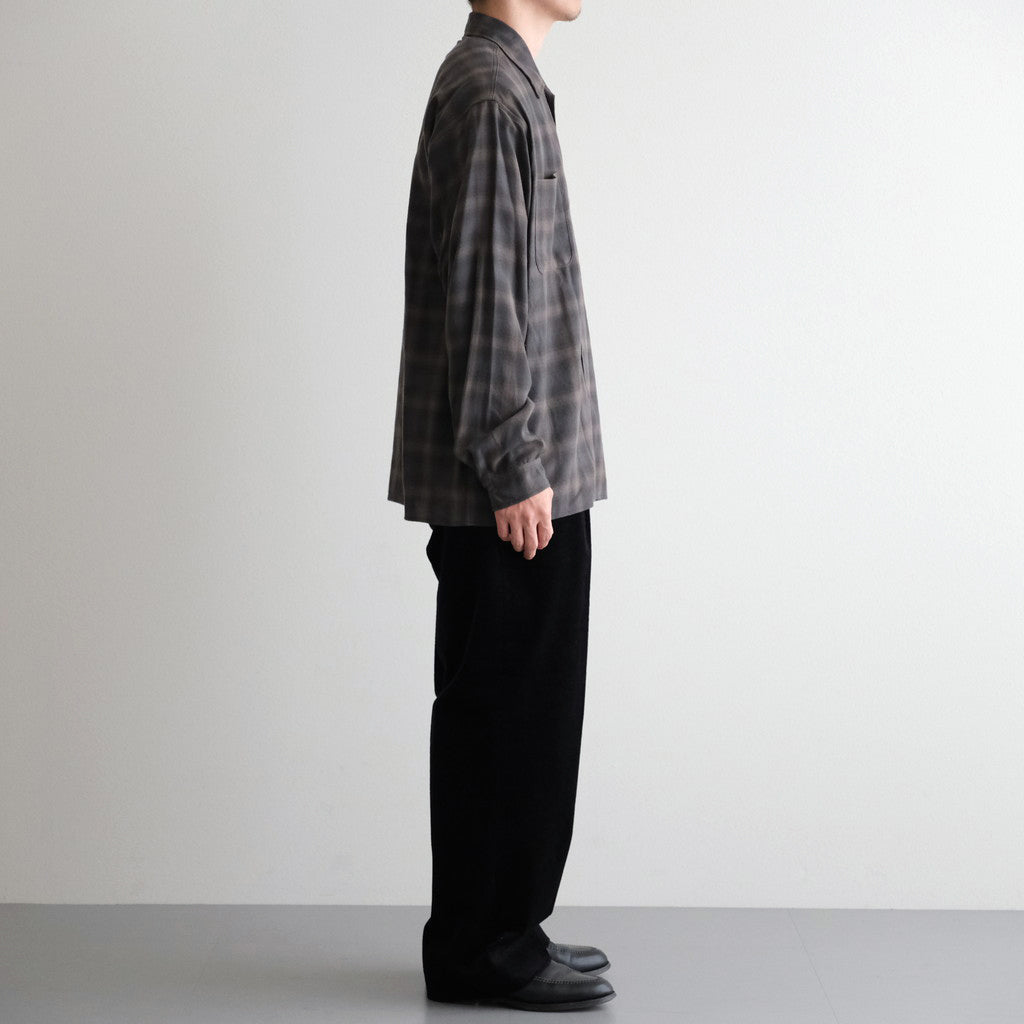 DOUBLE POCKET OPEN COLLAR L/S SHIRT #GRAY CHECK [M25C22SH02C]