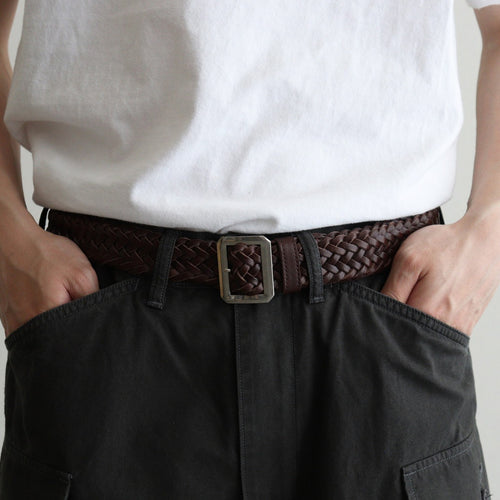 LEATHER MESH BELT #BROWN [PMAV-AC06]