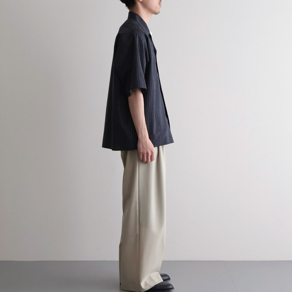 FLY FRONT OPEN COLLAR S/S SHIRT #GRAY STRIPE [M26A11SH02B