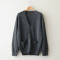 WASHED HIGH COUNT LINEN V NECK CARDIGAN #CHARCOAL [BN-26SM-021]