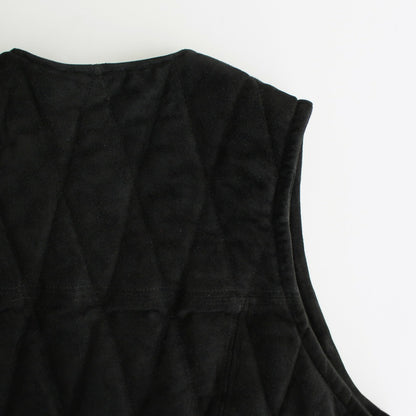 QUILTED VEST #BLACK [V-08-C-SUEDE-2]