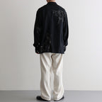 ORIGINAL PRINTED OPEN COLLAR SHIRTS (ANIMAL DRAWING) Long-sleeve #BLACK [261OJ-SH18]