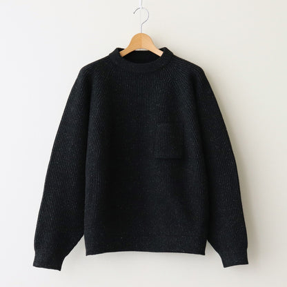 SILK NEP WOOL MOCK-NECK SWEATER #ONYX BLACK [242OJ-KN04]