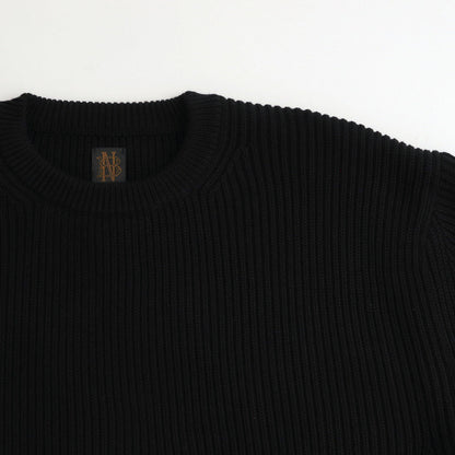 SOLID WOOL RIB CREW NECK #BLACK [BN-24FM-042]