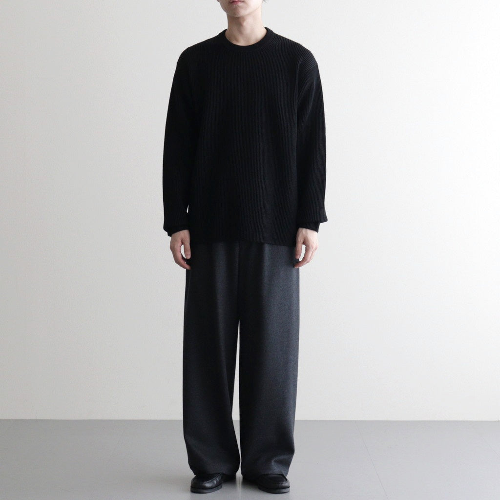 SOLID WOOL RIB CREW NECK #BLACK [BN-25FM-042]