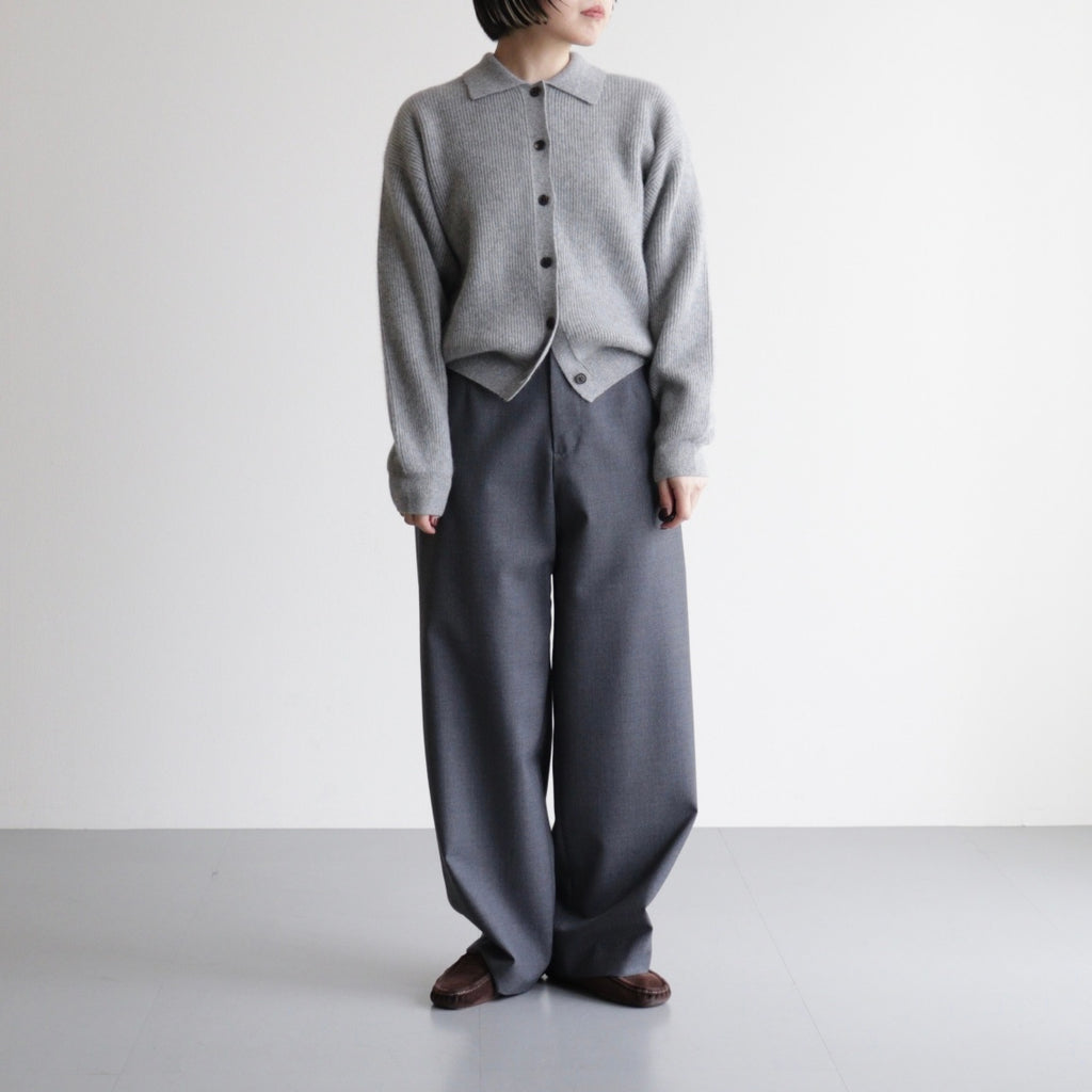 CASHMERE FOX POLO CARDIGAN #GRAY [BN-25FL-044]