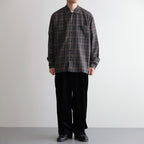 DOUBLE POCKET OPEN COLLAR L/S SHIRT #GRAY CHECK [M25C22SH02C]