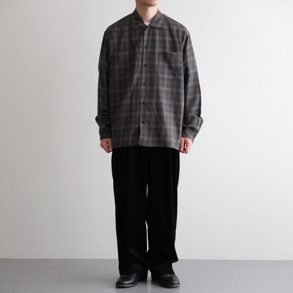 DOUBLE POCKET OPEN COLLAR L/S SHIRT #GRAY CHECK [M25C22SH02C]