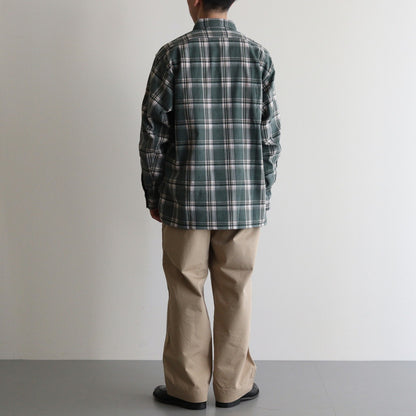 PRINT FLANNEL HALF ZIP SHIRT #JADE GREEN [PMAS-LS04]