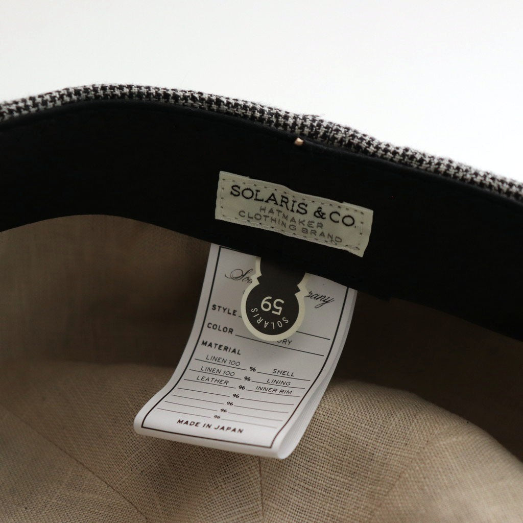 LINEN HOUNDSTOOTH CASQUETTE-OLDBOY #IVORY [Y01002]