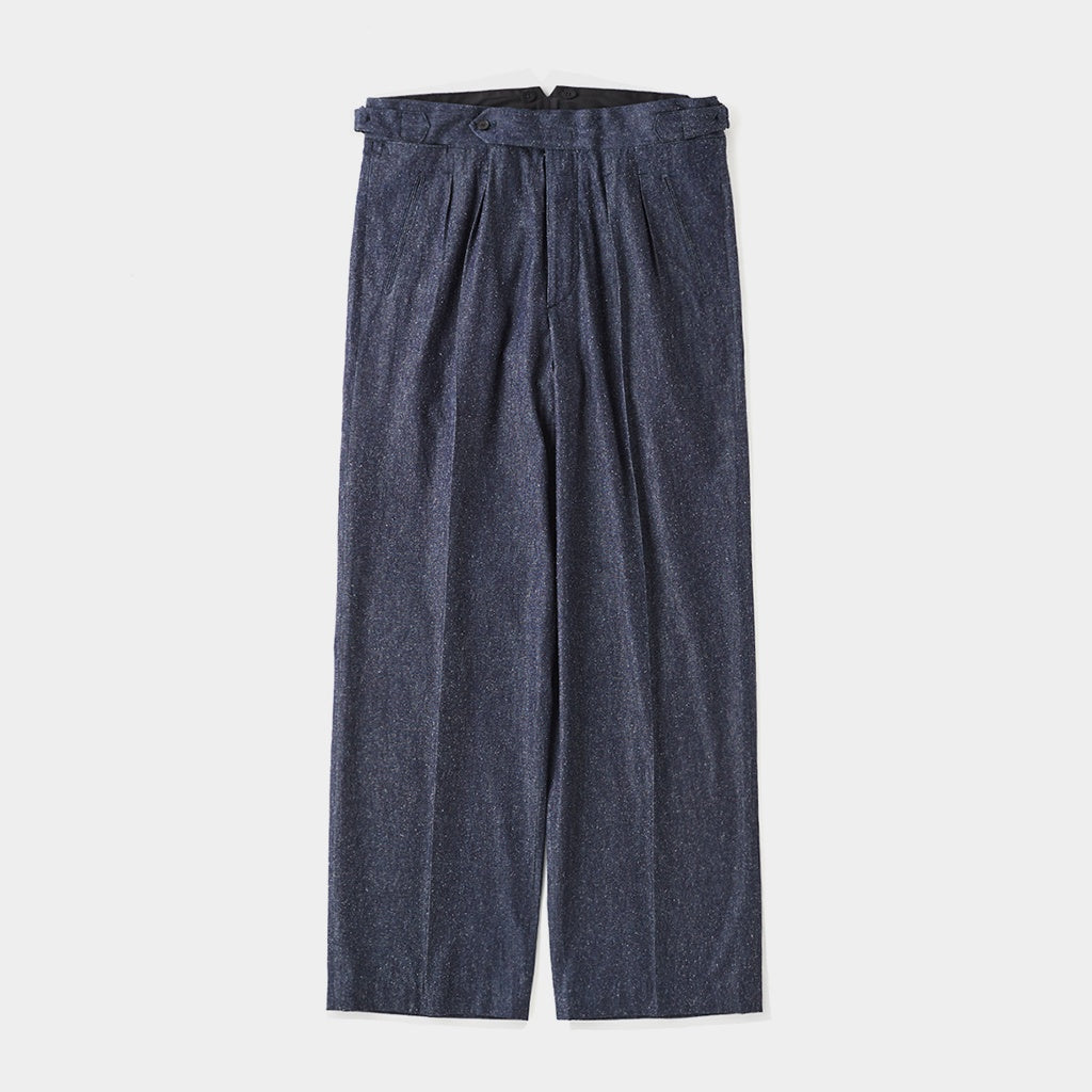 DOUBLE-PLEATED SMARTY TROUSER #INDIGO DENIM [251OJ-PT02]