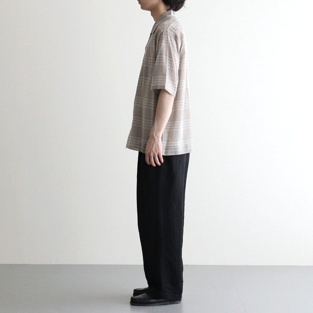 OPEN COLLAR S/S SHIRT #SAGE CHECK [M26A18SH02B]