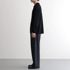 SOLID WOOL RIB POLO ZIP UP CARDIGAN #BLACK [BN-25FM-044]