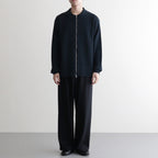 SOLID WOOL RIB POLO ZIP UP CARDIGAN #DARK GREEN×NAVY [BN-25FM-044]