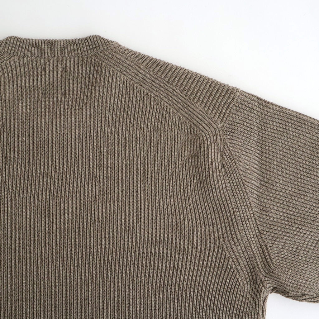 SOLID WOOL RIB CREW NECK #MELANGE BROWN [BN-25FM-042]