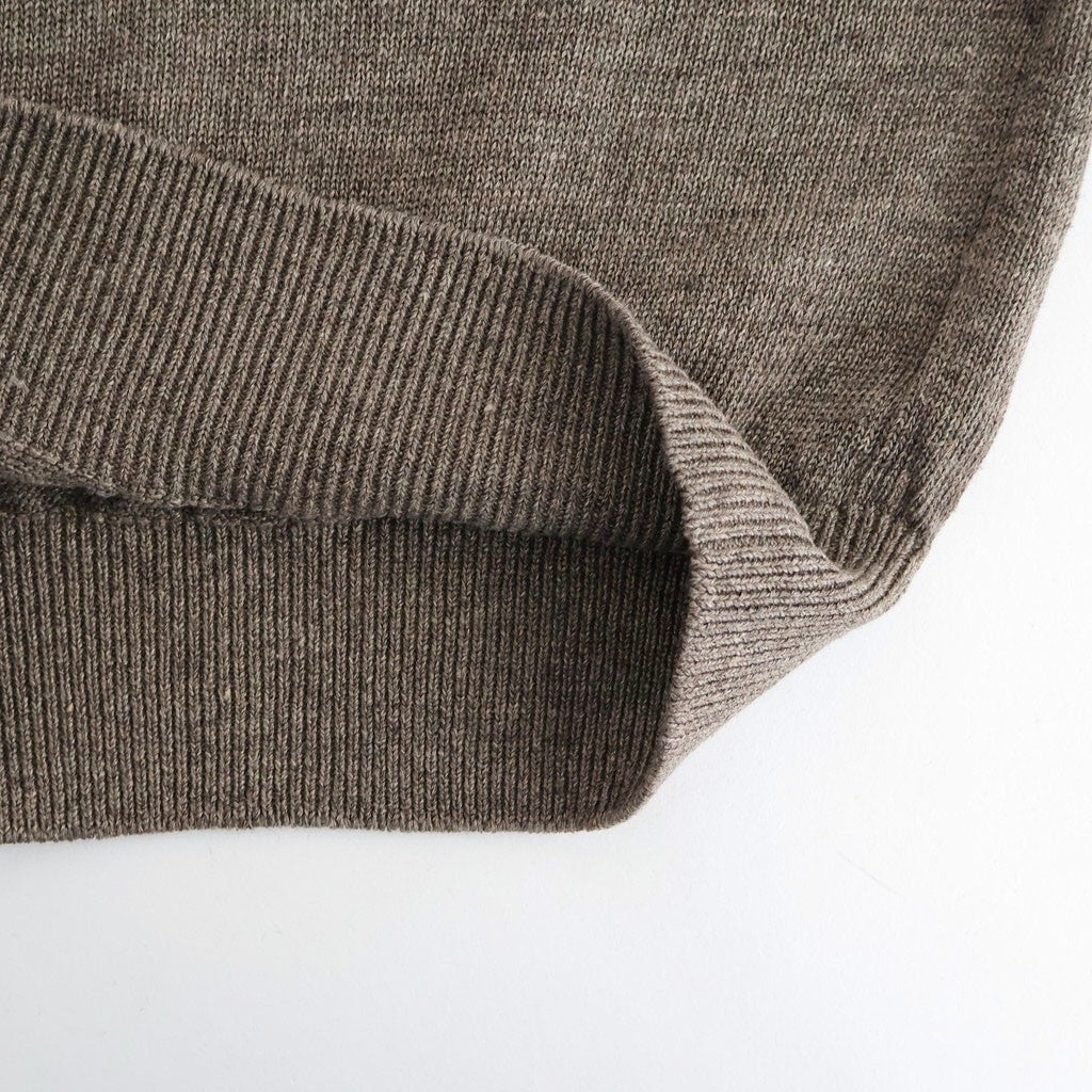 WASHED HIGH COUNT LINEN CREW NECK #BROWN [BN-26SL-013]