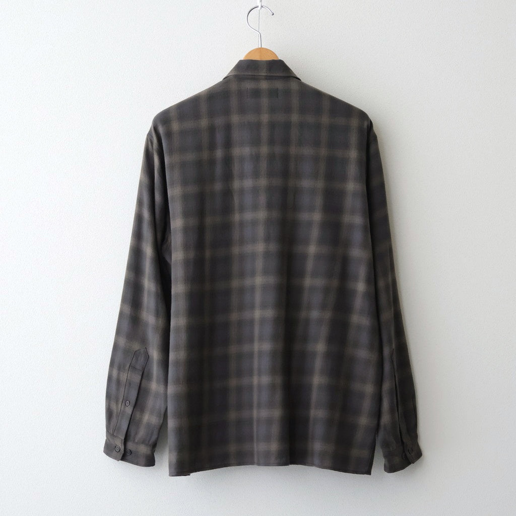 DOUBLE POCKET OPEN COLLAR L/S SHIRT #GRAY CHECK [M25C22SH02C]