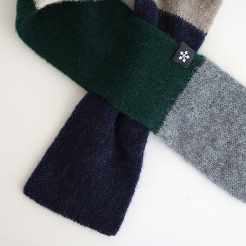 Rambling Brushed Wool Scarf #Dark Green Multi [6053-2701]