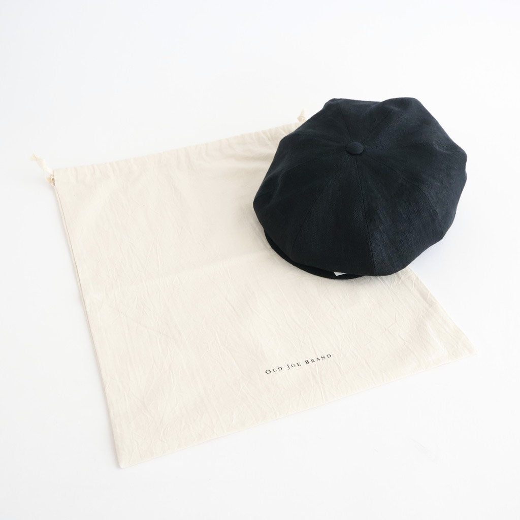 LINEN HERRINGBONE PEAKED CAP #BLACK [261OJ-HT02]