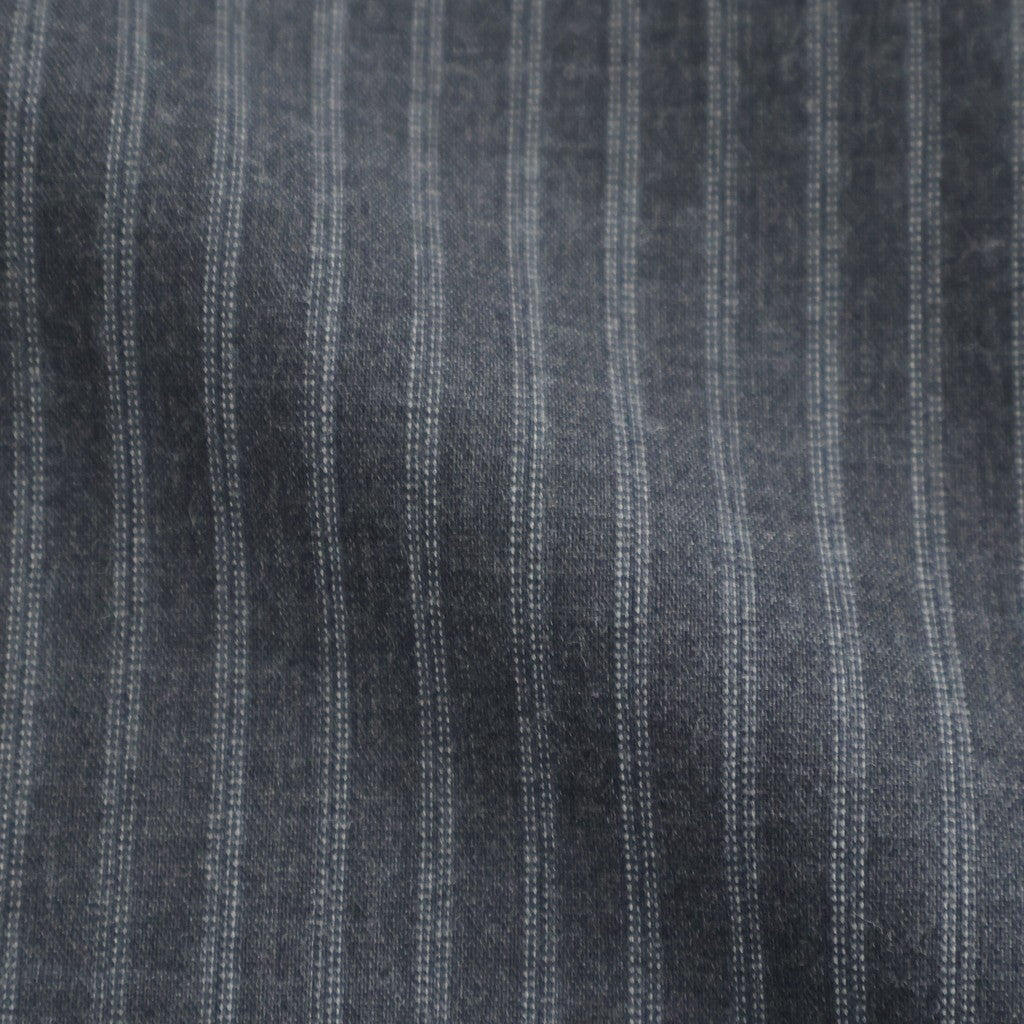 FLY FRONT OPEN COLLAR S/S SHIRT #GRAY STRIPE [M26A11SH02B]