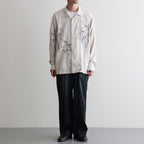 ORIGINAL PRINTED OPEN COLLAR SHIRTS (ANIMAL DRAWING) Long-sleeve #IVORY [261OJ-SH18]