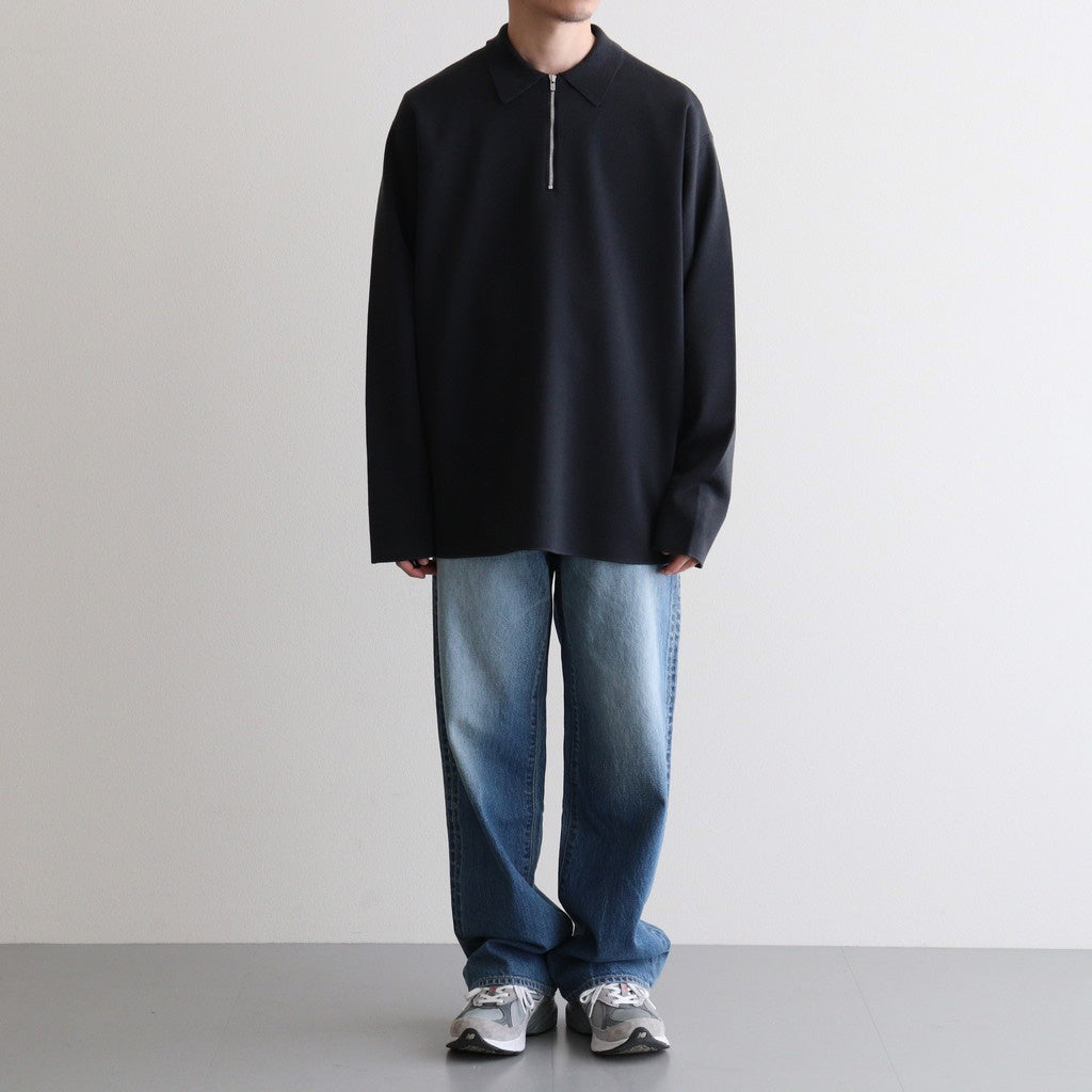 32G SMOOTH WOOL POLO HALF ZIP #CHARCOAL BLUE [BN-25FM-021]