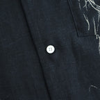 ORIGINAL PRINTED OPEN COLLAR SHIRTS (ANIMAL DRAWING) Long-sleeve #BLACK [261OJ-SH18]