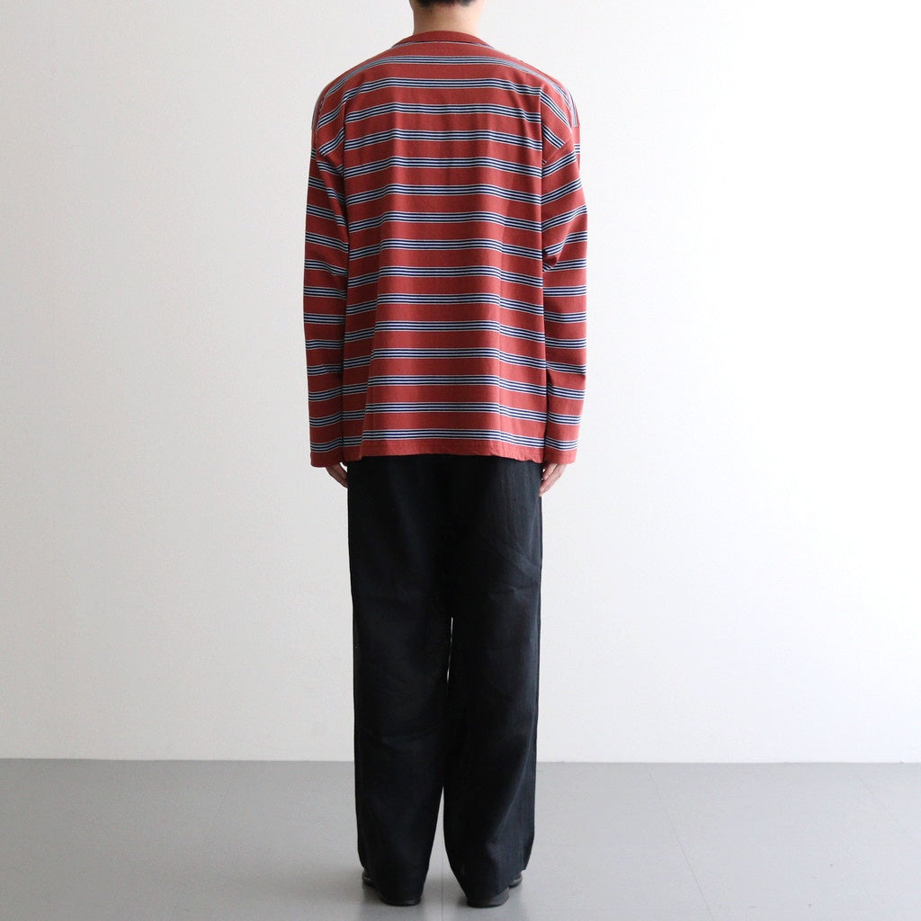 BORDER LONG SLEEVE TOP #N.REDxSAX [PMAT-CL02]