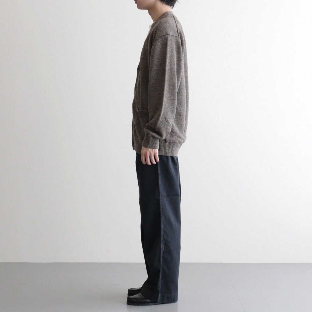 WASHED HIGH COUNT LINEN V NECK CARDIGAN #BROWN [BN-26SM-021]